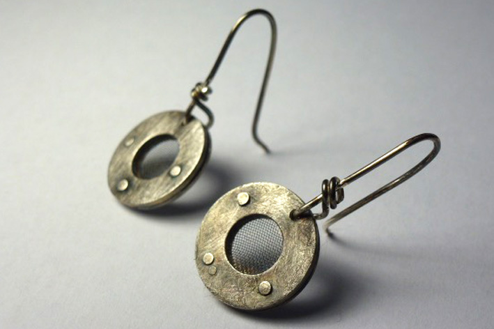 oxidised mesh earrings