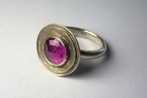 oxidised silver ruby ring